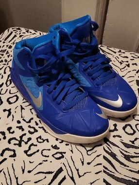 Nike Royal Blue High-Top Sneakers with Grey Swoosh